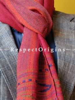 Pink; Wool; Hand Woven; Men Scarf; 80x27 inches, RespectOrigins.com