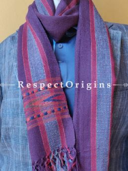 Striped Purple; Wool; Hand Woven; Men Scarf; 80x27 inches, RespectOrigins.com