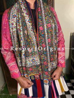 Lush Mens Pashmina Kashmiri Shawl with Sozni Embroidery; 80 X 40 Inches; RespectOrigins.com