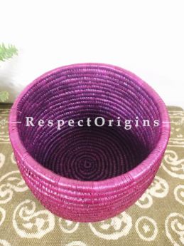 Purple Magazine Bin Basket; Hand-braided Natural Moonj Grass at respect origins.com