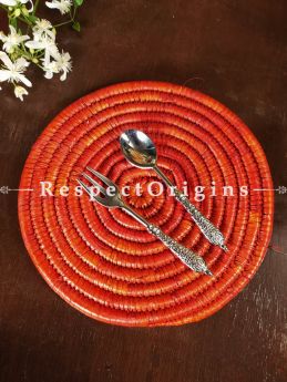 Strawberry Red Braided Organic Natural Moonj Grass Place-Mats or Hot Plates. at respect origins.com