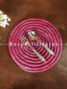 Crimson Round Hand-braided Natural Moonj Grass Placemat or Hot-plates; Set of 4 at respect origins.com