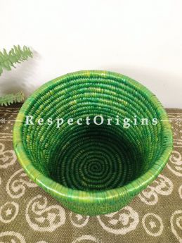 Green Magazine Bin Basket; Hand-braided Natural Moonj Grass at respect origins.com