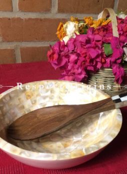 Buy Mother of Pearl Bowl and Salad or Serving Spoon With Black and White Handle; 3 Piece Set; Handcrafted At RespectOrigins.com
