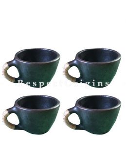 Buy Set of 4 Clay Tea Cups; Handcrafted Earthenware Longpi Manipur Black Pottery; Chemical Free At RespectOrigins.com