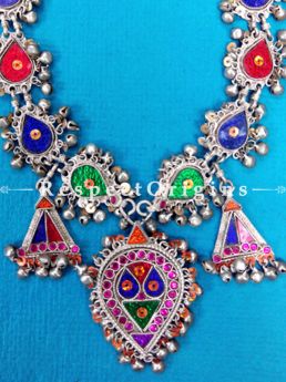 Gorgeous and Colourful Meenakari work Necklace on German Silver, RespectOrigins.com