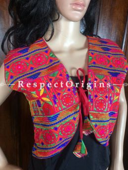 Buy Multicolor Rajasthani Mirror Embroidery Women Short Waistcoat at RespectOrigins.com