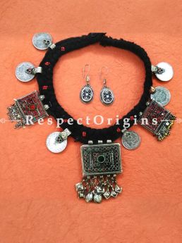 Fabulous German silver Square Pendant Necklace With EarRings, RespectOrigins.com
