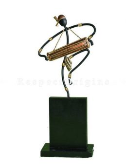 Buy Musician Carrying Dholak Figurine in Wrought Iron, 11x4x3 in At RespectOrigins.com