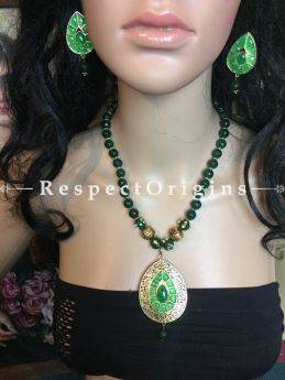 Green Beaded Jewellery Set; Silver, RespectOrigins.com