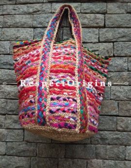 Eco-friendly Hand Braided Colorful Jute Cotton Chindi Bags for Women; RespectOrigins