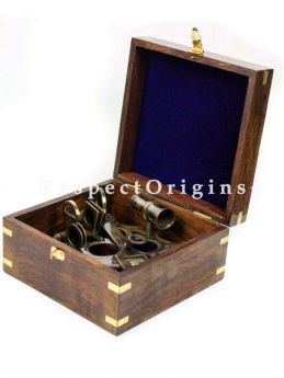 Buy Nautical Pirates Maritime Astronomical Brass Sextant with Decorative Anchor inlaid Rosewood Storage Wooden Box in 6 inches, Vintage Brass At RespectOrigins.com