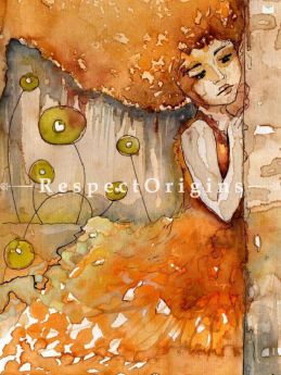 Orange Innocence Oil & Acrylic Colors Rolled Canvas|Buy Orange InnocenceOil & Acrylic Colors Rolled Canvas Painting Online|RespectOrigins