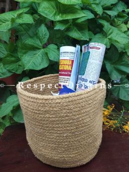 Au Natural Organic Hand-braided Jute Planter, Laundry, Blankets or Toys Basket; 8 Inches; RespectOrigins.com