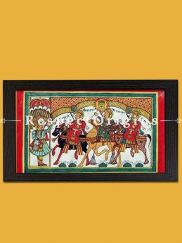 Horizontal Folk Art of Rajasthan; Phad Scroll Painting 24x12
