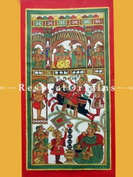 Vertical Folk Art of Rajasthan; Phad Scroll Painting 12x24