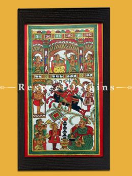 Buy Vertical Folk Art of Rajasthan.Pabbuji ki Phad Scroll Painting 12x24;RespectOrigins.com