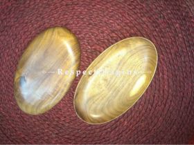 Oval Shaped Natural Wooden Serving Tray or Platter