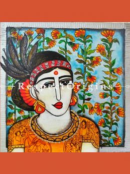 Buy Tribal Women Acrylic on Canvas Original Art Painting 18x18 Inches at RespectOrigins.com