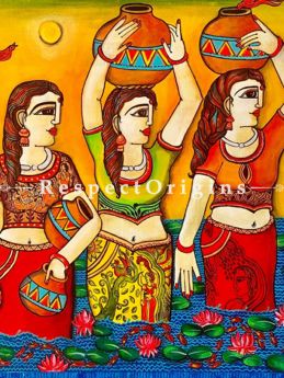 Buy Three Lady Together  Acrylic on Canvas Original Art Painting 36x36 Inches at RespectOrigins.com