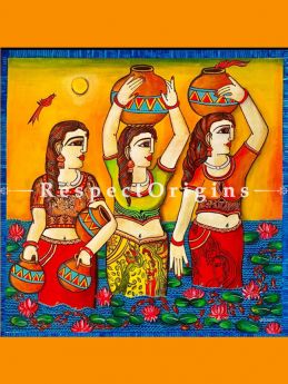 Buy Three Lady Together  Acrylic on Canvas Original Art Painting 36x36 Inches at RespectOrigins.com