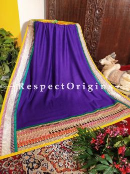 Designer Purple Pashmina Shawl with Heavy Zari Tillawork Border;78 x42 Inch; RespectOrigins.com