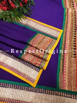 Designer Purple Pashmina Shawl with Heavy Zari Tillawork Border;78 x42 Inch; RespectOrigins.com