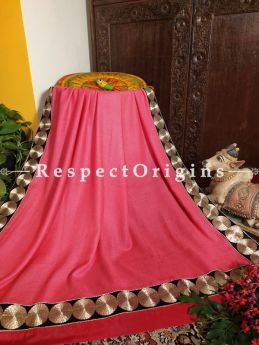 Tilla Zari Border on Rose Pink Pashmina Shawl;78x42 Inch; RespectOrigins.com