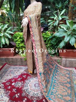 Rare Kantha Stitch in Ikat Patola Banarasi Silk Saree; Blouse Included; RespectOrigins.com