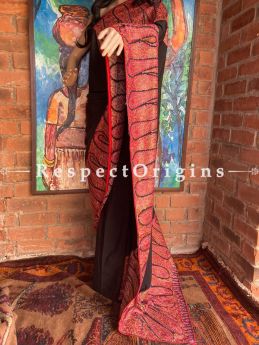 Classy Black Luxury Pashmina Saree Sozni Paisley Pallu & Border w/ Blouse; RespectOrigins.com