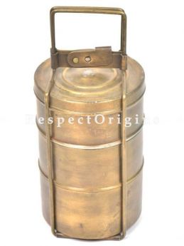Buy Picnic or Tiffin Carrier with 3 boxes in Brass With detachable holder At RespectOrigins.com