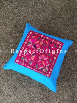Buy Vibrant Silk Tribal Kuttchi Patch Centre Throw Cushions Set of 5 16x16 Inches at RespectOrigins.com