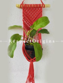 Buy Macrame Hanging Planter Holder, Red At RespectOrigins.com