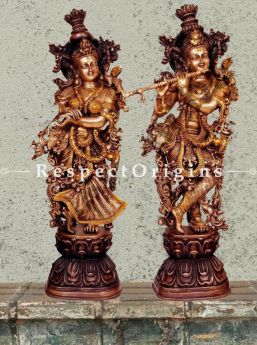 Buy Handcrafted Vintage Lord Radha Krishna Statue; Brass At RespectOrigins.com