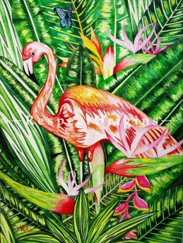 Vertical Art Painting of Rainforest Beauty;Water Colors on Paper; 11in X 15in at RespectOrigins.com