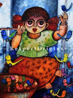 Vertical Art Painting of Rajan ;Acrylic on Canvas; 14in X 18in at RespectOrigins.com
