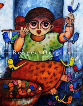 Vertical Art Painting of Rajan ;Acrylic on Canvas; 14in X 18in at RespectOrigins.com