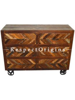 Buy Reclaimed Wooden Sideboard Buffet Table On Iron Wheels At RespectOrigins.com