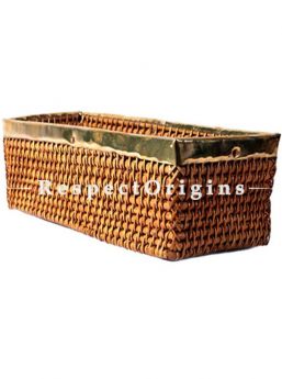 Buy Rectangular Rattan Cane basket with brass Trim