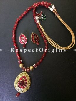 Gorgeous  Red Beaded Jewellery Set; Silver, RespectOrigins.com