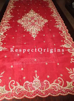 Buy Extra Large Table Cover, Handcrafted, Net, Beadwork 86x40 in At RespectOrigins.com