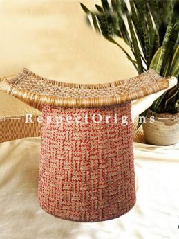 Buy Buy Red Rattan Cane and Jute Hibiscus Ottoman At RespectOrigins.com