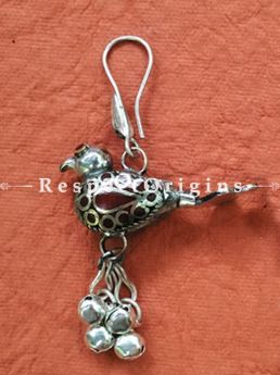 Red Stone with Dangles Bird EarRing; German Silver, RespectOrigins.com
