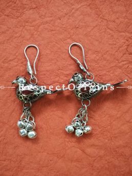 Red Stone with Dangles Bird EarRing; German Silver, RespectOrigins.com