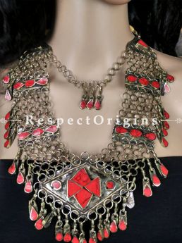 Stylish and classy Red Stone Jewellery Set - Silver, RespectOrigins.com