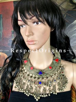 Garish Red & Blue Stone Necklace, Silver, RespectOrigins.com