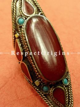 Magnificent German Silver and Red stone Big Finger Ring, RespectOrigins.com