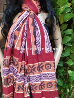 Brown Bagh Hand-printed Cotton Stole; 95 x 45 Inches; RespectOrigins.com