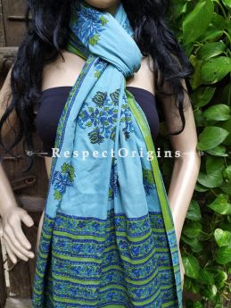 Blue Bagh Hand-printed Cotton Stole; 95 x 45 Inches; RespectOrigins.com