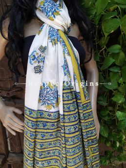 White Bagh Hand-printed Cotton Stole; 95 x 45 Inches; RespectOrigins.com